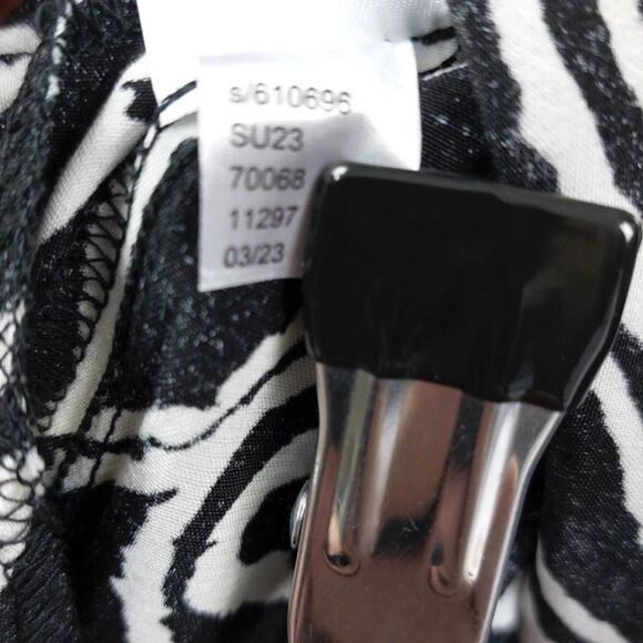 LOFT Jumpsuit Womens Small Black White Sleeveless Wide Leg Pocket Belt Viscose - Picture 12 of 14